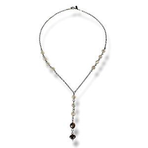 Napier Vintage Silver Gunmetal Heart Lariat Necklace